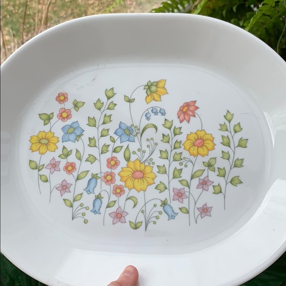 Vintage 70s Corelle Spring Meadow Serving Platter, Floral Oval Platter - Picture 3 of 7